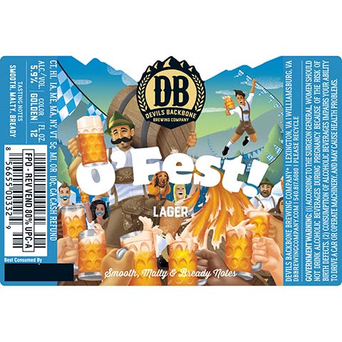 Devil's Backbone O' Fest! Lager by Devils Backbone Brewing Company, beer label