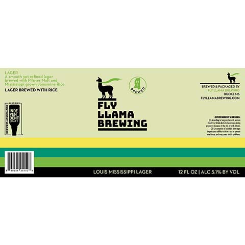 Fly Llama Louis Missippi Lager by Fly Llama Brewing, beer label