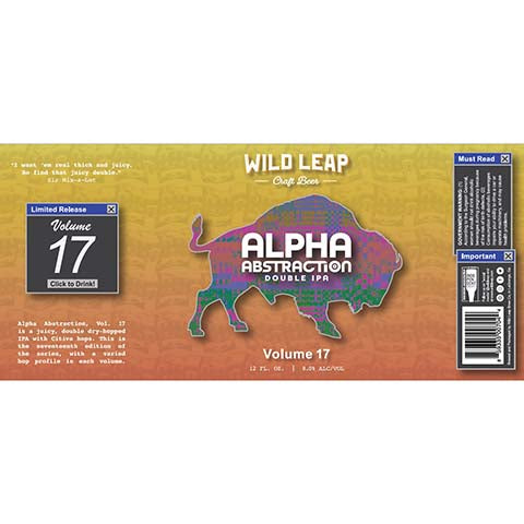 Wild Leap Alpha Abstraction DIPA Volume 17 by Wild Leap Brew Co., beer label