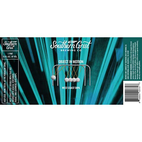 Southern Grist Object in Motion DIPA by Southern Grist Brewing Company, beer label