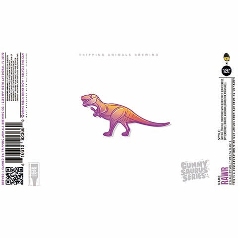 Tripping Animals Rawr Imperial Sour by Tripping Animals Brewing Co., beer label