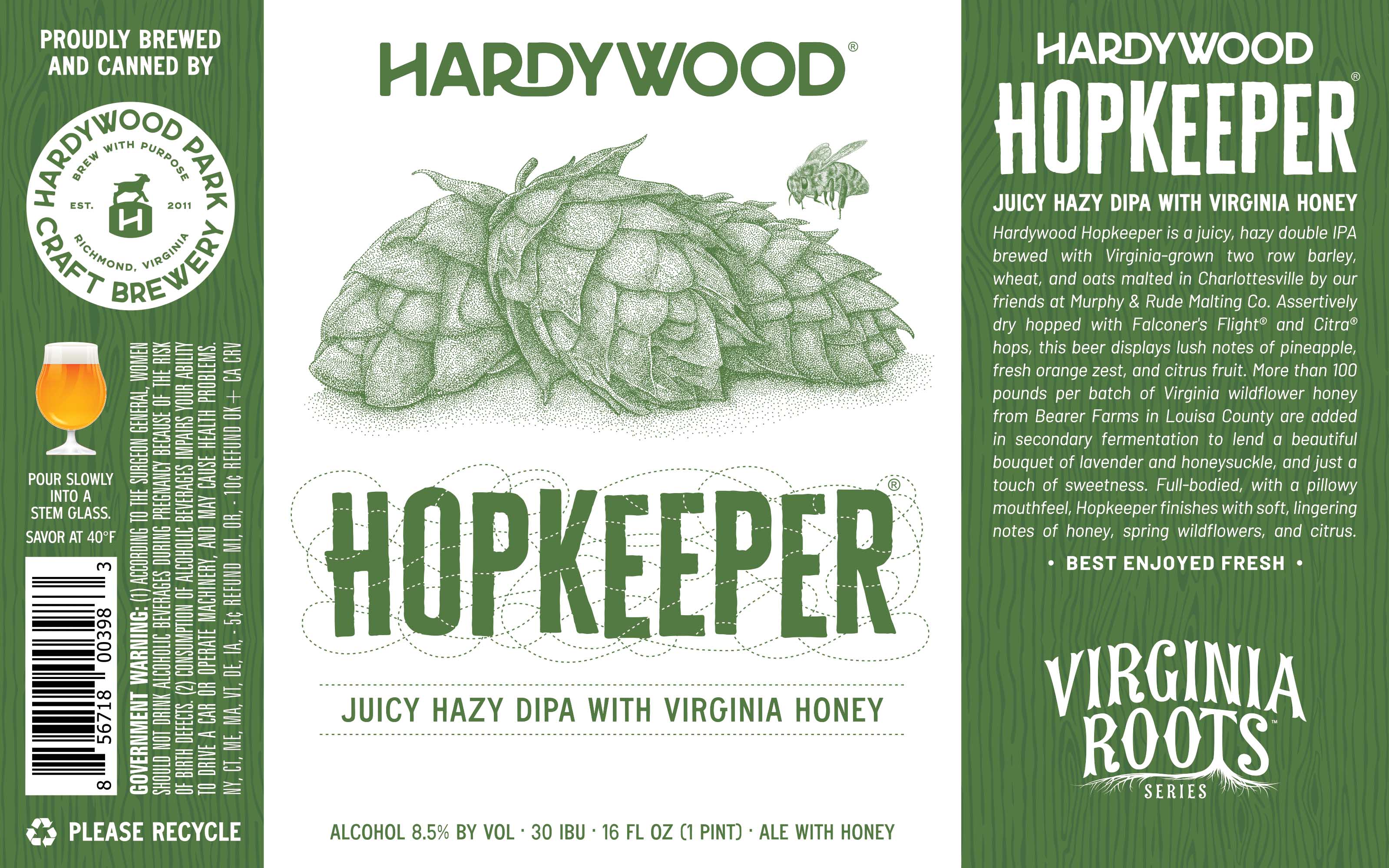 Hardywood Hopkeeper Juicy Hazy DIPA With Virginia Honey by Hardywood Park Craft Brewery, beer label