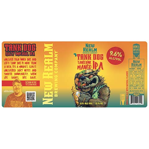 New Realm Tank Dog Tangerine Mango IPA by New Realm Brewing, beer label