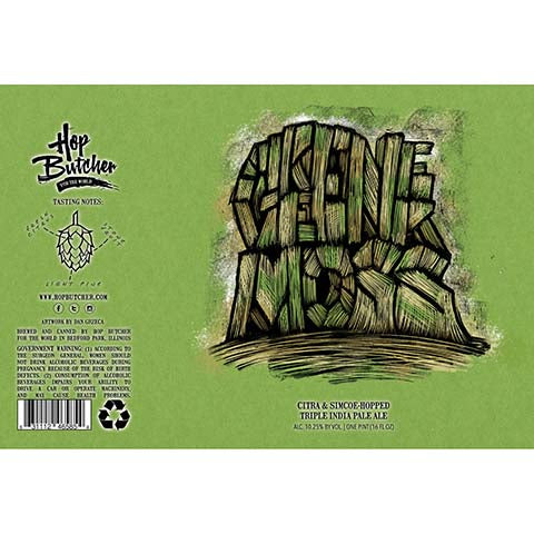 Hop Butcher Greener Moss TIPA by Hop Butcher For the World, beer label