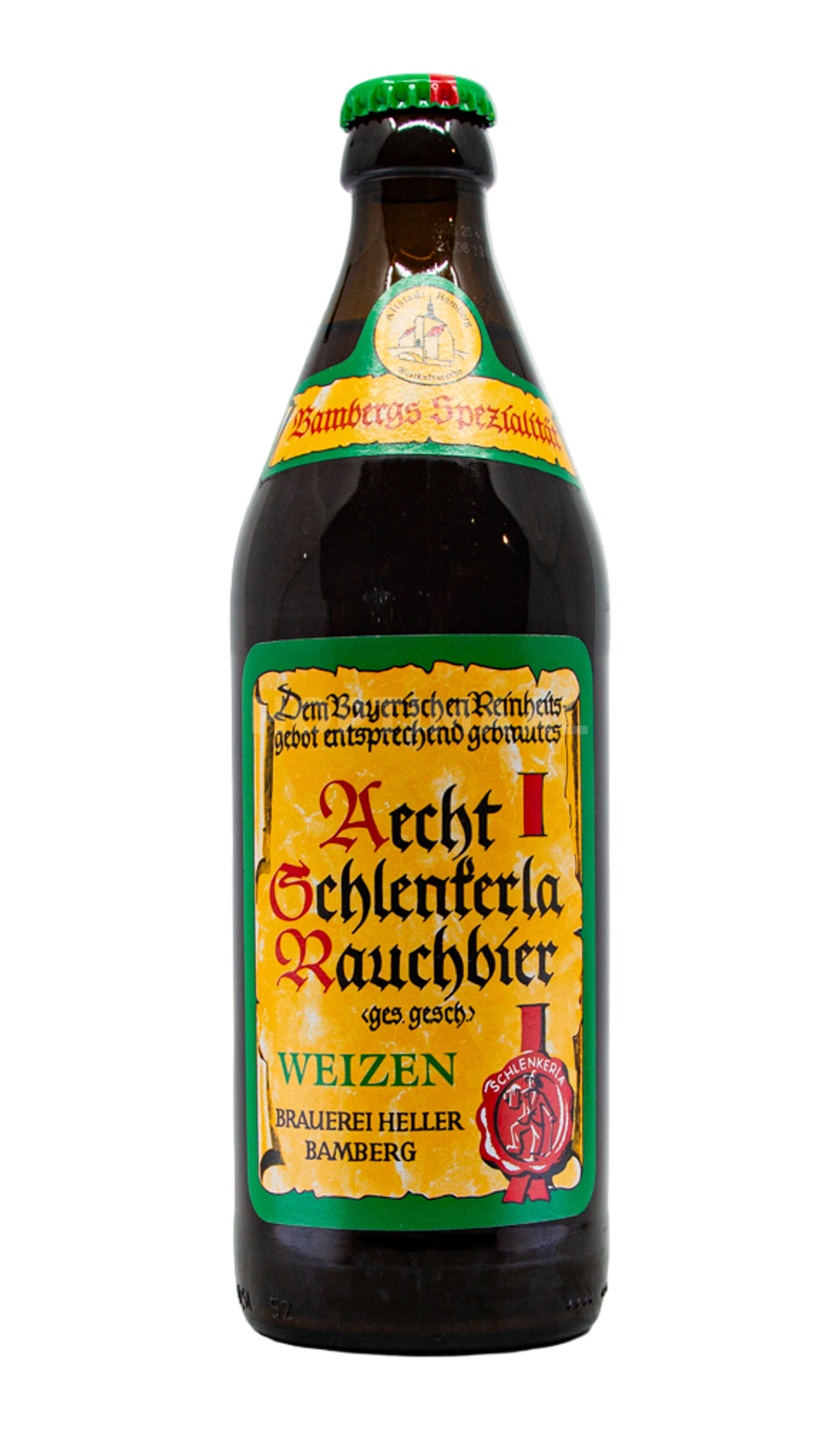 Schlenkerla Aecht Schlenkerla Rauchbier – Weizen by Schlenkerla ("Heller-Bräu" Trum), beer label