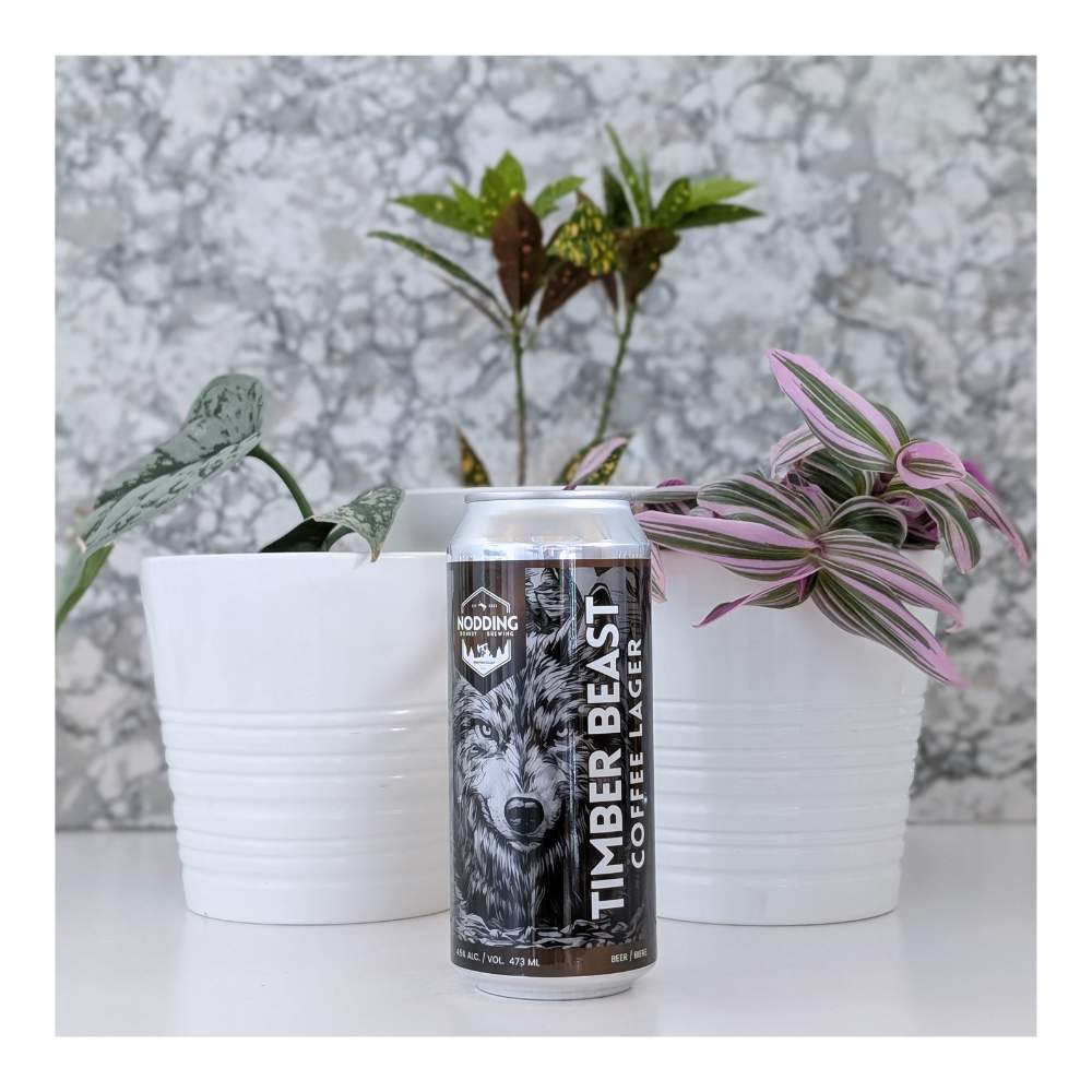 Timber Beast Coffee Lager by Nodding Donkey Brewing, beer label