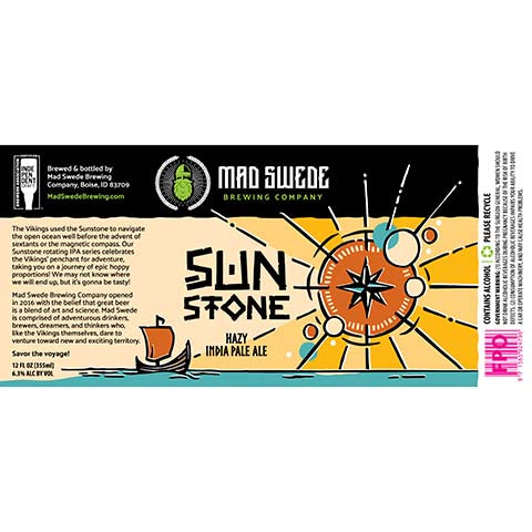Mad Swede Sunstone Hazy IPA by Mad Swede Brewing, beer label