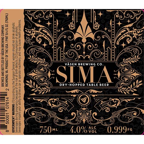 Vasen Sima by Vasen Brewing Company, beer label