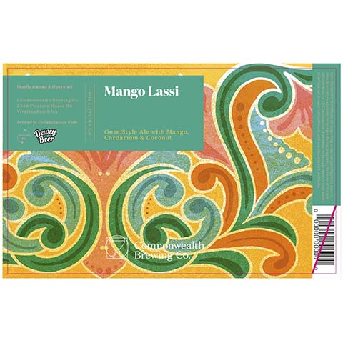 Commonwealth Mango Lassi Gose Ale by Commonwealth Brewing Co., beer label