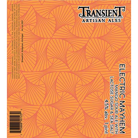 Transient Artisan Ales Electric Mayhem Sour by Transient Artisan Ales, beer label