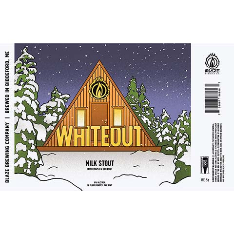 Whiteout Milk Stout by Blaze Brewing Company, beer label