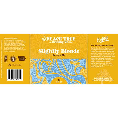 Peace Tree Slightly Blonde Session Ale by Peace Tree Brewing Company, beer label