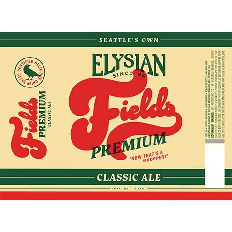Elysian Fields Premium by Elysian Brewing Co, beer label