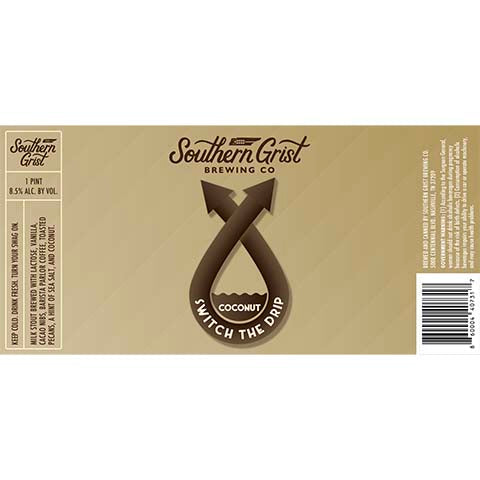 Southern Grist Coconut Switch the Drip Milk Stout by Southern Grist Brewing Company, beer label