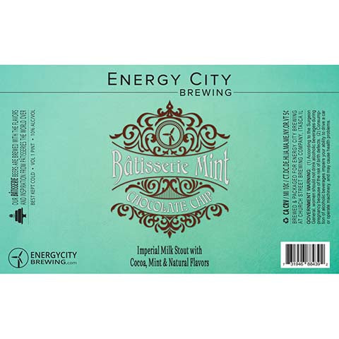 Energy City Batisserie Mint Chocolate Chip Imperial Milk Stout by Energy City Brewing, beer label