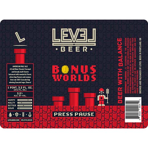 Level Beer Bonus Worlds Press Pause Pale Ale by Level Beer, beer label