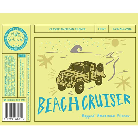 Round Guys Beach Cruiser Hopped American Pilsner by Round Guys Brewing Co, beer label