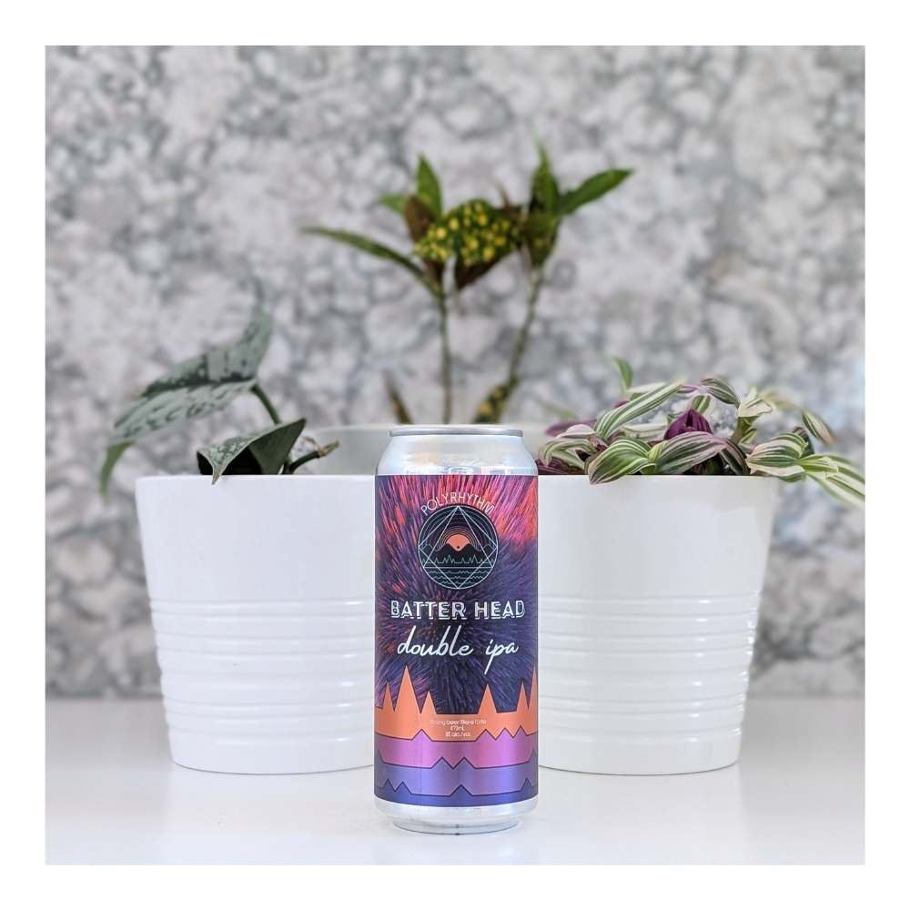 Batter Head Hazy Double IPA by Polyrhythm Brewing, beer label