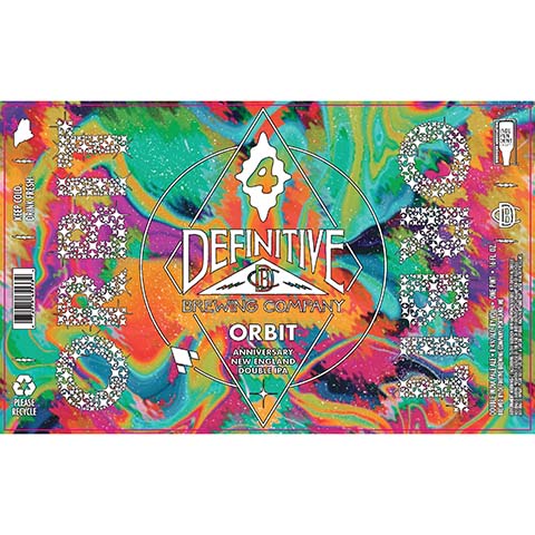 Definitive Orbit Anniversary New England DIPA by Definitive Brewing Company, beer label