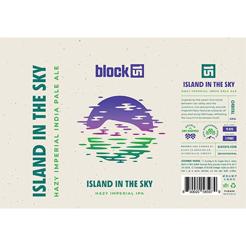 Block 15 Island in the Sky Hazy Imperial IPA by Block 15, beer label