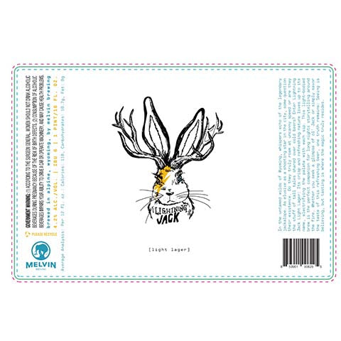 Melvin Lightning Jack Lager by Melvin Brewing, beer label