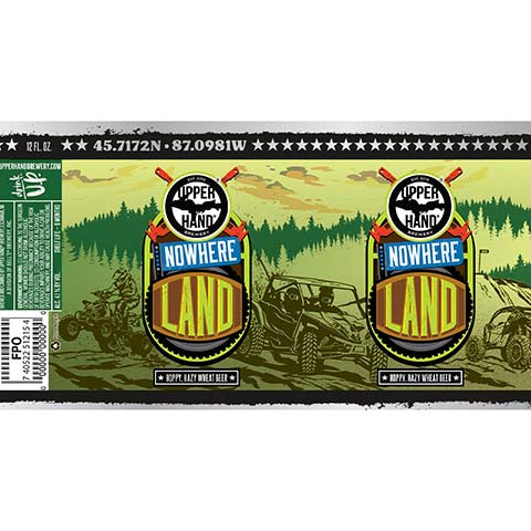 Upper Hand Nowhere Land Wheat Beer by Upper Hand Brewery, beer label