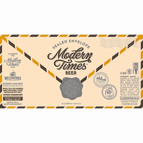 Modern Times Sealed Envelope Imperial Stout by Modern Times Beer, beer label