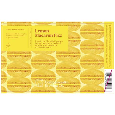 Commonwealth Lemon Macaron Fizz Sour by Commonwealth Brewing Co., beer label