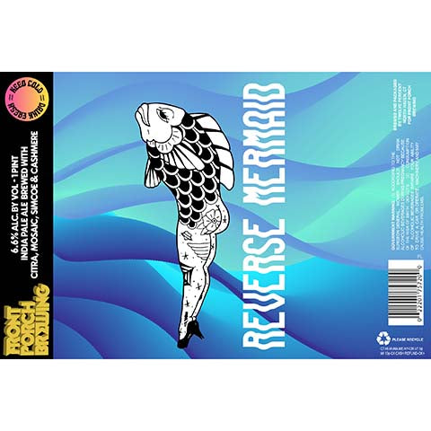 Front Porch Reverse Mermaid IPA (Citra, Mosaic, Simcoe, Mosaic) by Front Porch Brewing, beer label