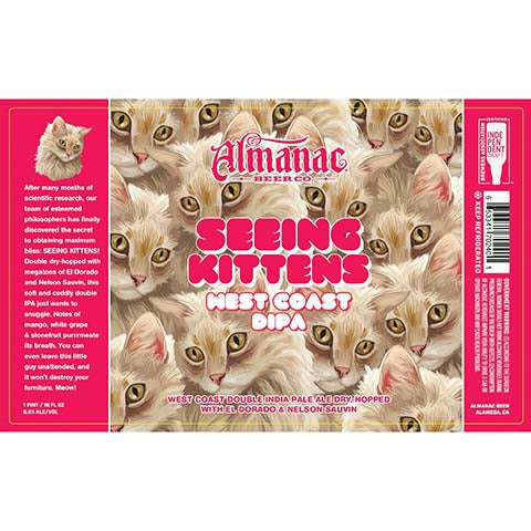 Almanac Seeing Kittens West Coast DIPA by Almanac Beer Company, beer label
