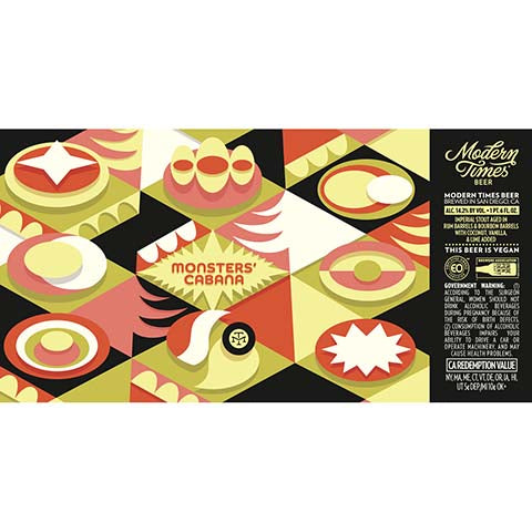 Modern Times Monsters' Cabana Imperial Stout by Modern Times Beer, beer label