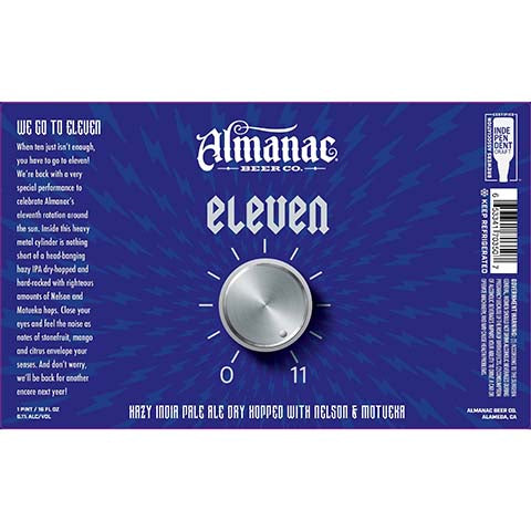 Almanac Eleven Hazy IPA by Almanac Beer Company, beer label