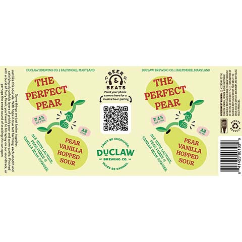 Duclaw The Perfect Pear by DuClaw Brewing Company, beer label