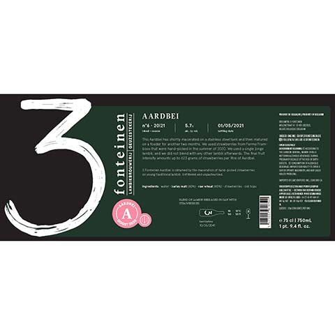 3 Fonteinen Aardbei by 3 Fonteinen, beer label