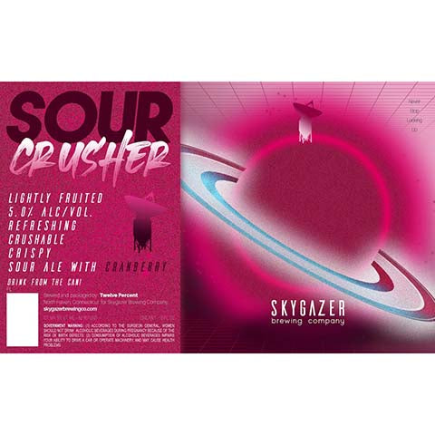 Skygazer Sour Crusher Cranberry Sour Ale by SKYGAZER Brewing Co, beer label