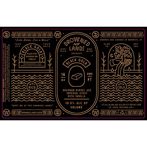 Drowned Lands Black Gold Bourbon Barrel Age Imperial Stout by The Drowned Lands Brewery, beer label