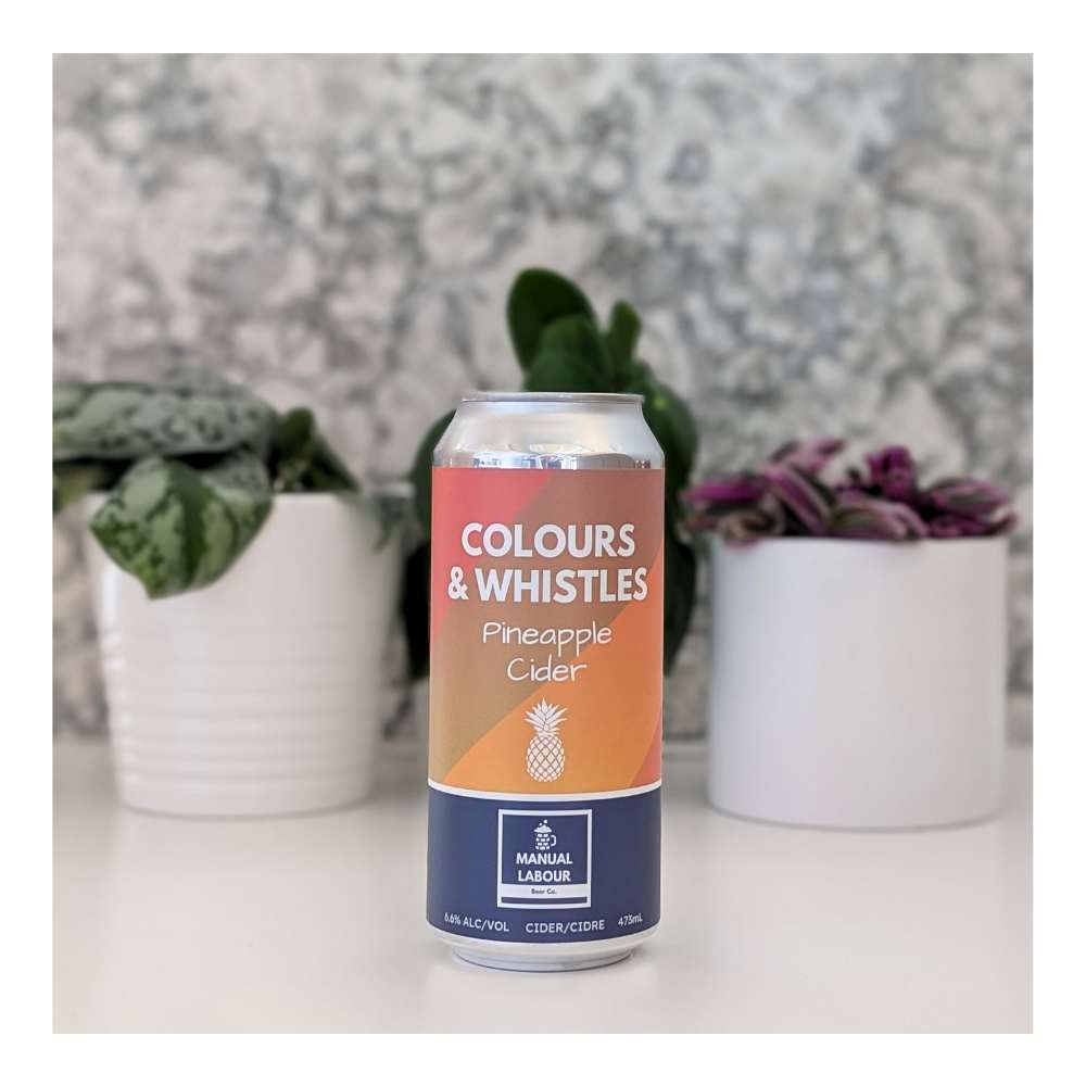 Colours & Whistles Pineapple Cider by Manual Labour Beer Co., beer label