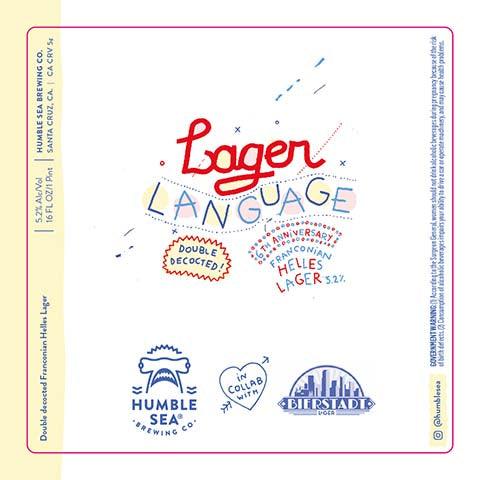 Humble Sea Lager Language by Humble Sea Brewing Co, beer label