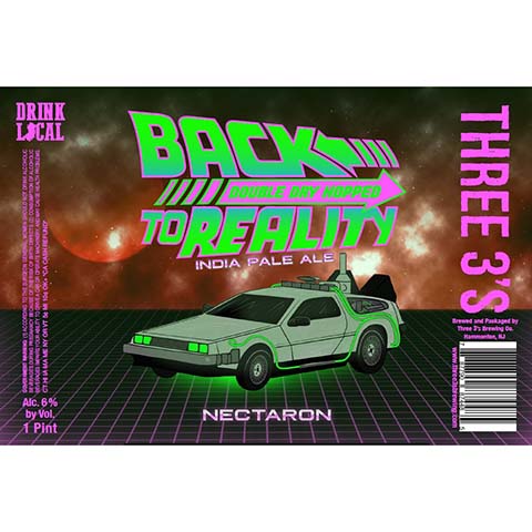 Three 3's DDH Back To Reality Nectaron IPA by Three 3's Brewery, beer label