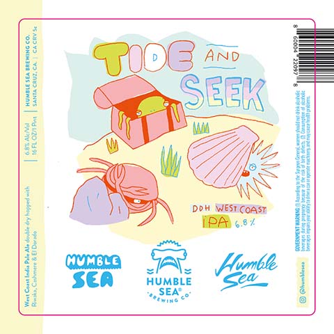 Humble Sea Tide and Seek DDH West Coast IPA by Humble Sea Brewing Co, beer label