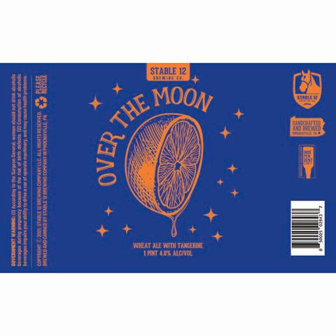 Stable 12 Over The Moon Wheat Ale by Stable 12 Brewing Company, beer label