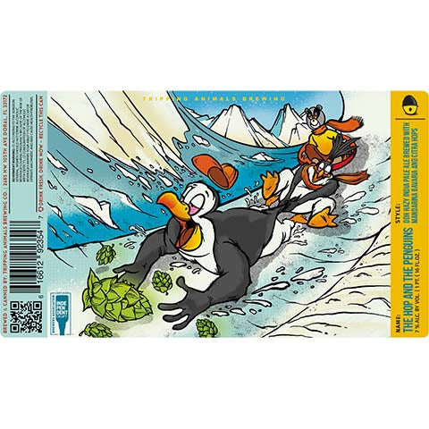 Tripping Animals The Hop and The Penguin Hazy IPA by Tripping Animals Brewing Co., beer label