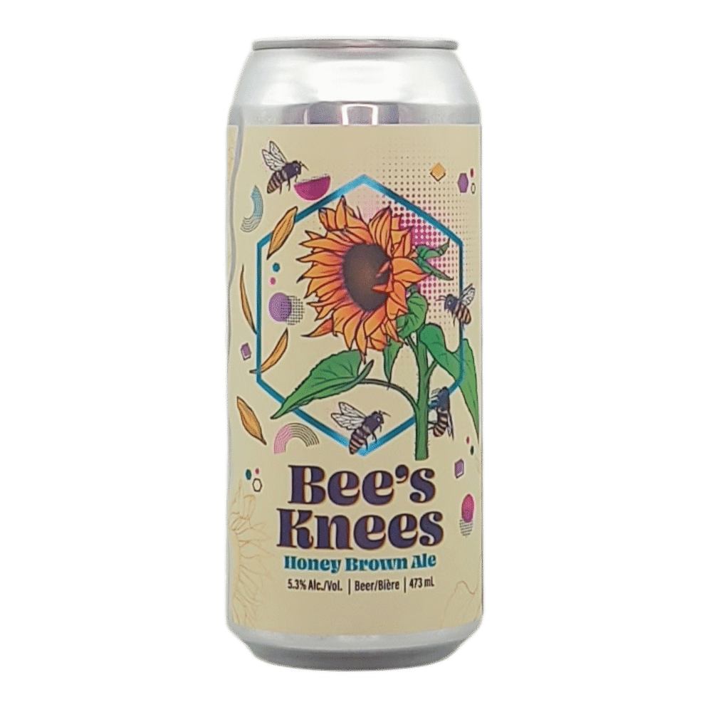 Bee's Knees Honey Brown Ale by Blindman Brewery, beer label