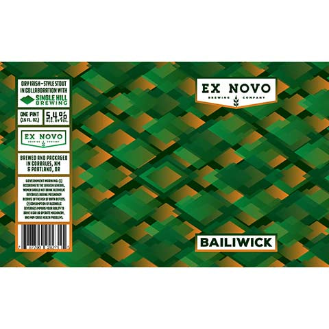 Ex Novo Bailiwick Irish Stout by Ex Novo Brewing Co, beer label