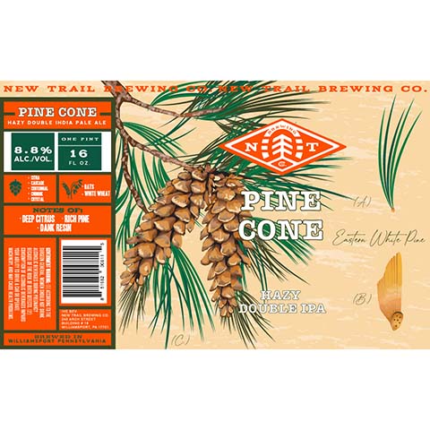 New Trail Pine Cone Hazy DIPA by New Trail Brewing Company, beer label