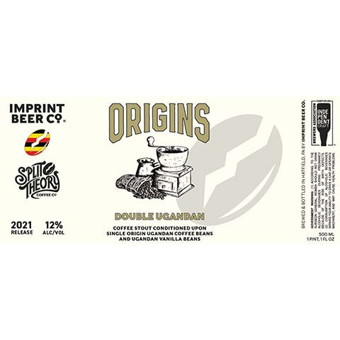 Imprint Origins Double Ugandan Coffee Stout by Imprint Beer Company, beer label