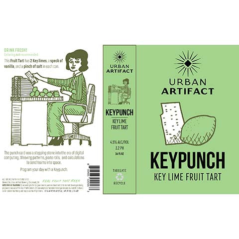 Urban Artifact Keypunch Key Lime Fruit Tart Ale by Urban Artifact, beer label