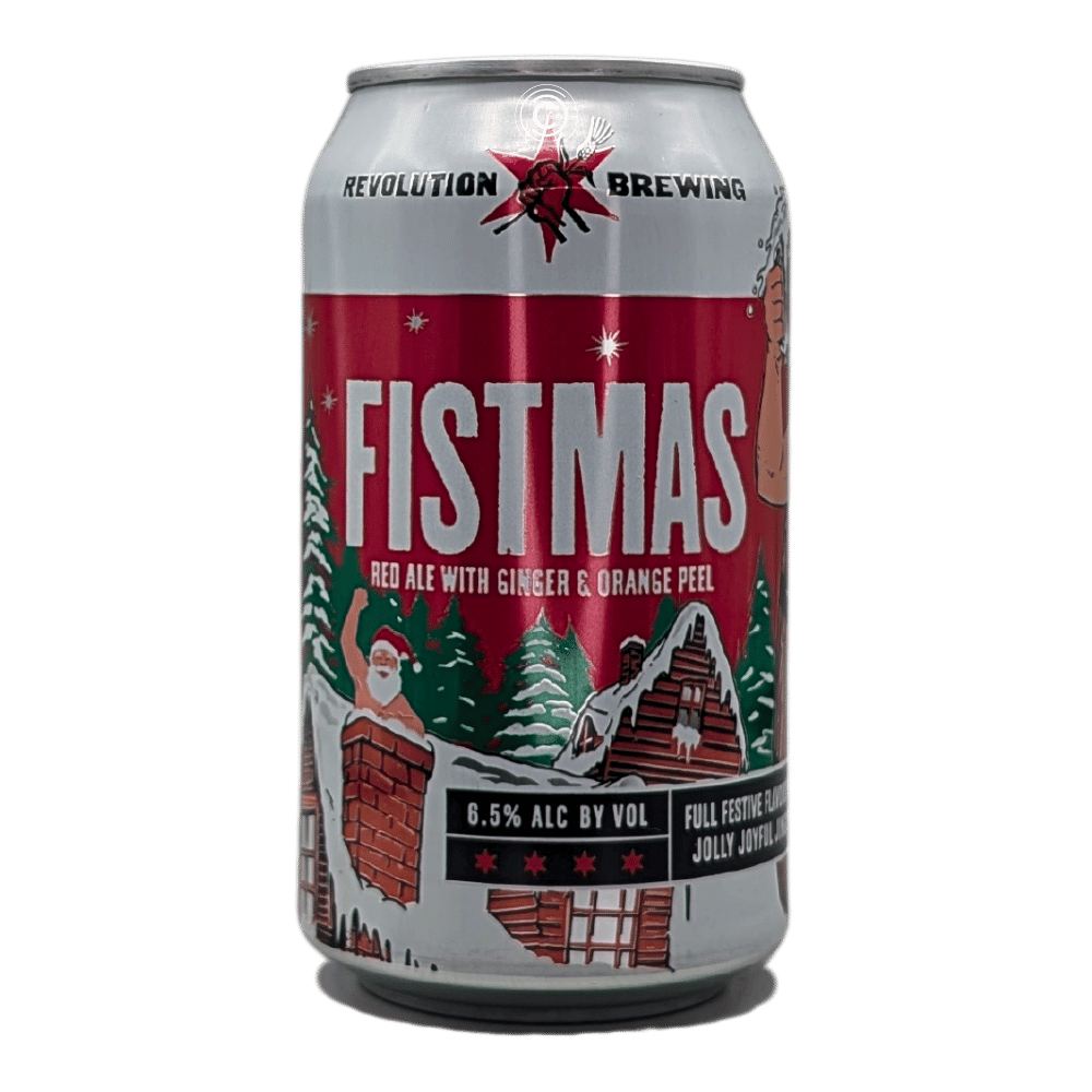 Fistmas Holiday Red Ale by Revolution Brewing, beer label
