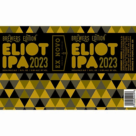 Ex Novo Eliot IPA 2023 by Ex Novo Brewing Co, beer label