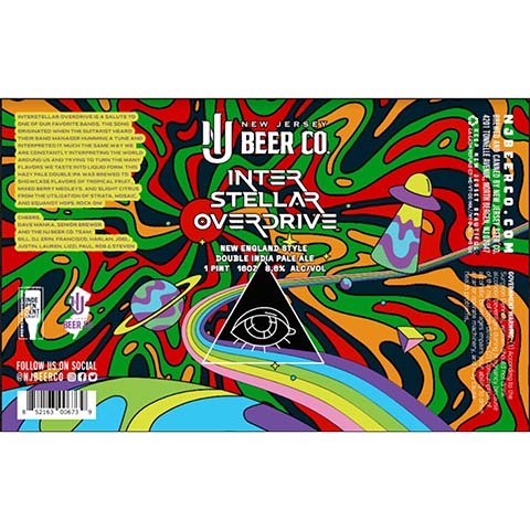 New Jersey Interstellar Overdrive New England DIPA by New Jersey Beer Co, beer label
